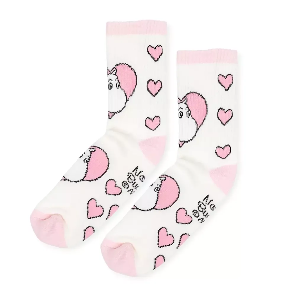 Moomin Sokker 36-42 Damer Retro Kjærlighet Hvit Og Rosa