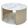 Nakameguro - Sofabord Glass Med Marmorprint Beige Base D80 H40cm