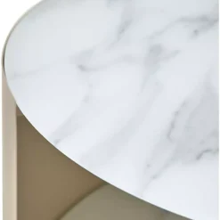Nakameguro - Sofabord Glass Med Marmorprint Beige Base D80 H40cm