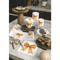 Napkin Kaffe Fancy bow gold/white