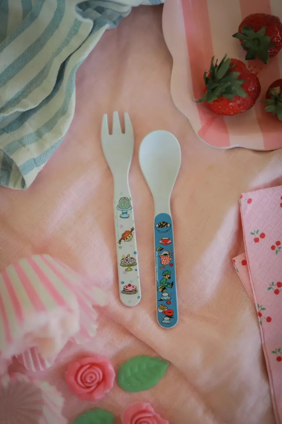 Pippi Bursdag Skje Og Gaffel Blå