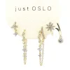 Øredobber 4stk Krystaller Gull