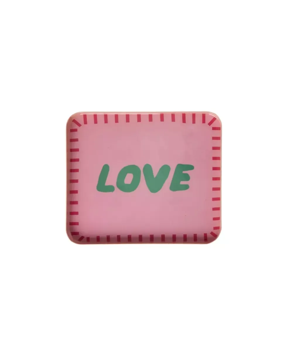 Rektangulært Metallbrett Med LOVE – Rosa – Liten