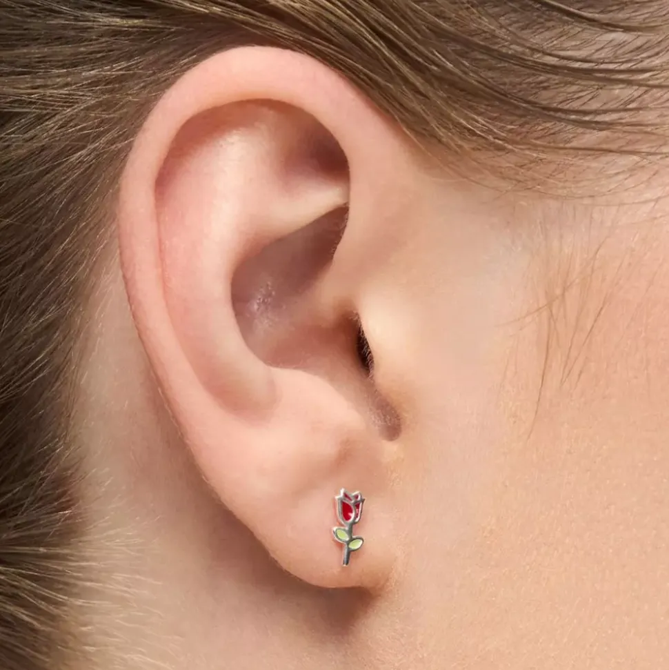 Rose Ørering Sølv 1 Stk