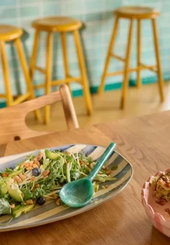 Serveringsfat Striper Blå/Krem Stor