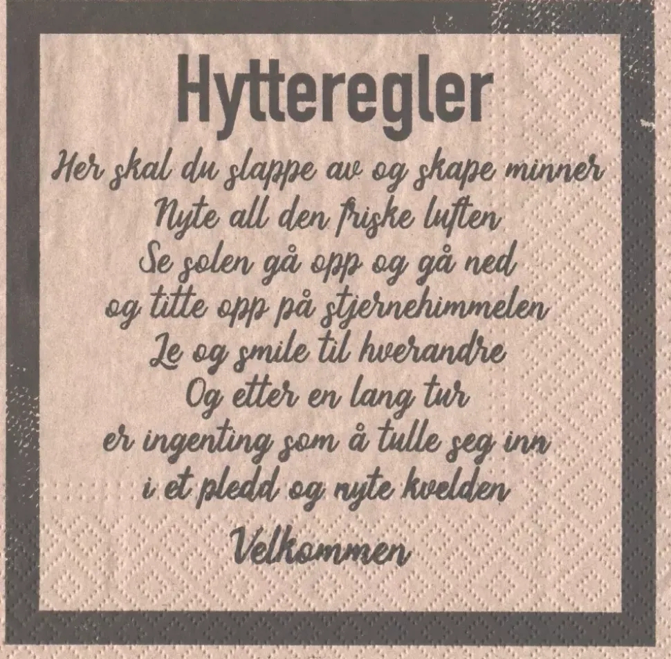 Serviett Hytteregler