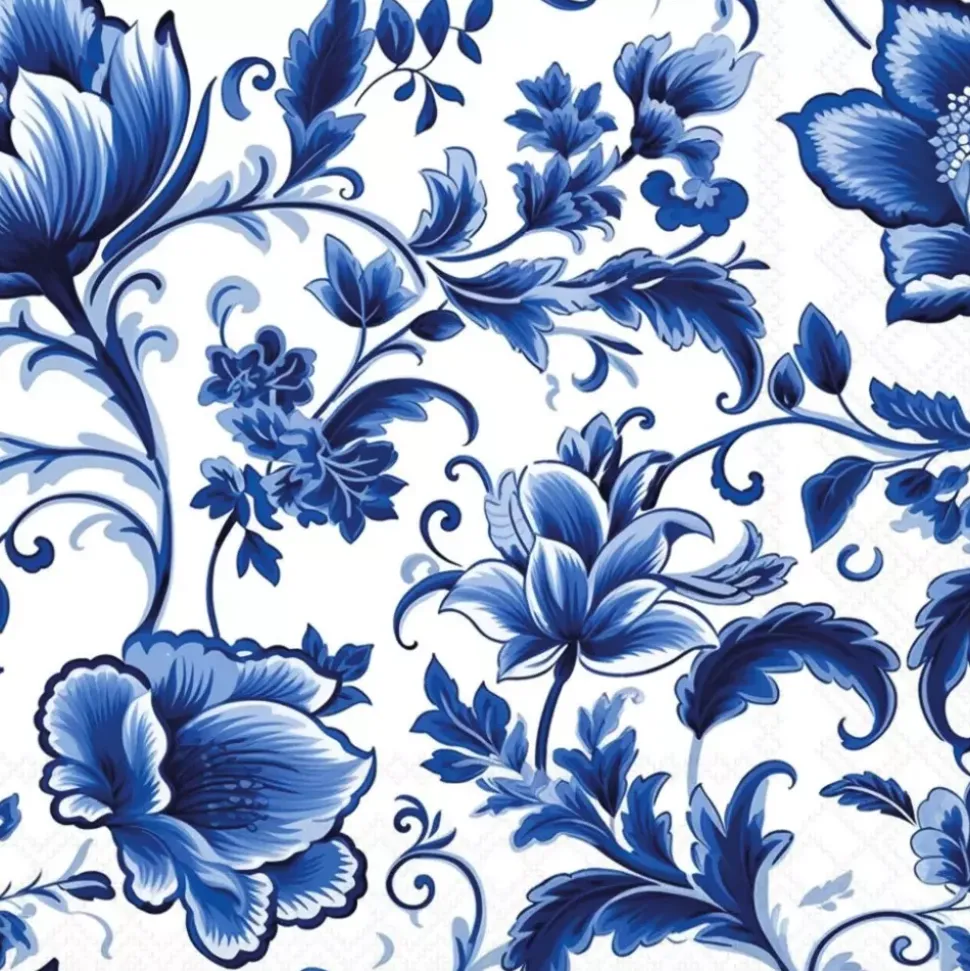 Serviett Lunsj Delft Blue florals