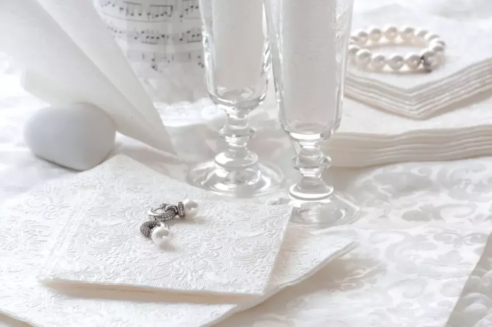 Serviett Lunsj Elegance Pearl White
