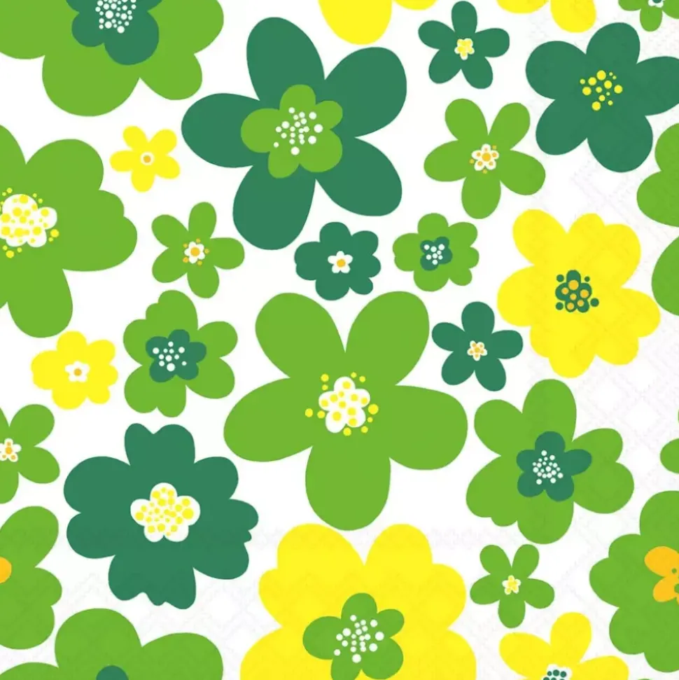 Serviett Lunsj Flower power green