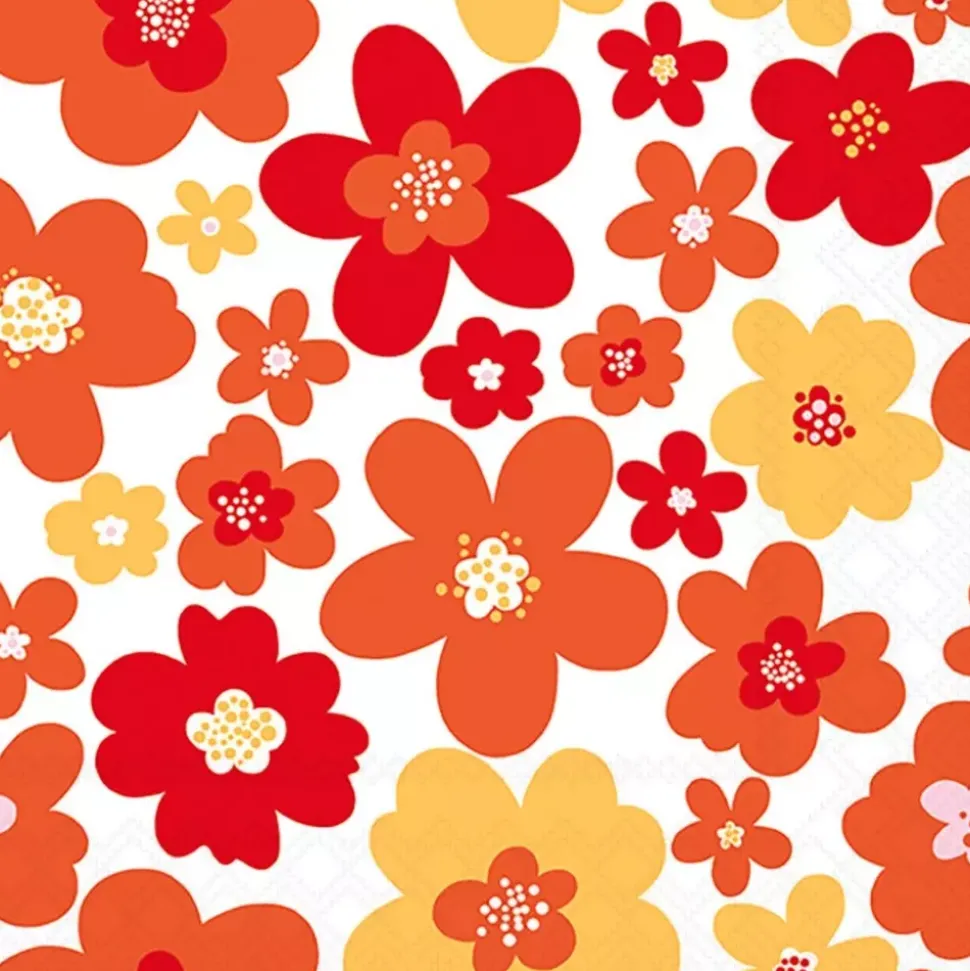 Serviett Lunsj Flower power red