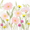Serviett Lunsj Pastel flowers white