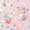 Serviett Lunsj Tea cups pink