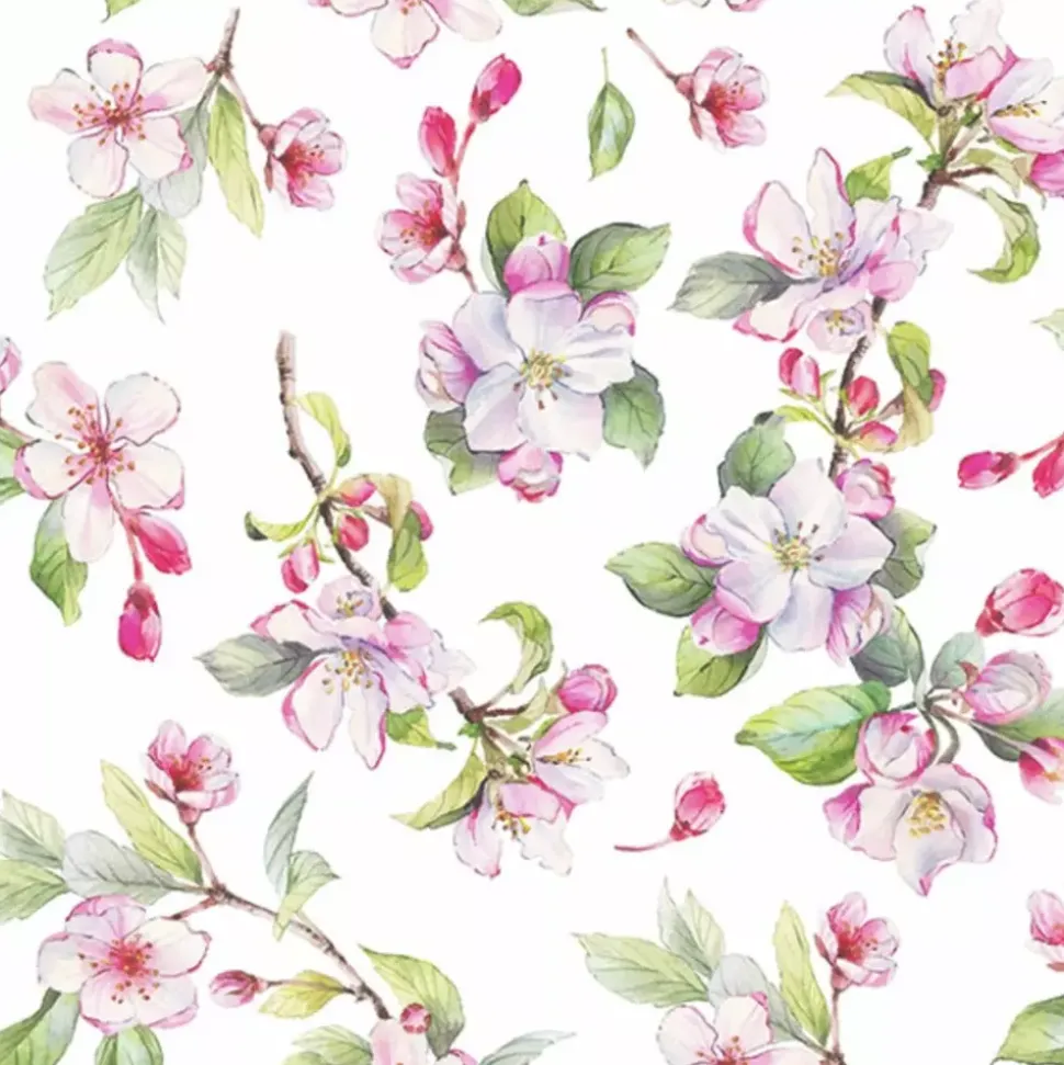 Serviett Spring Blossom White