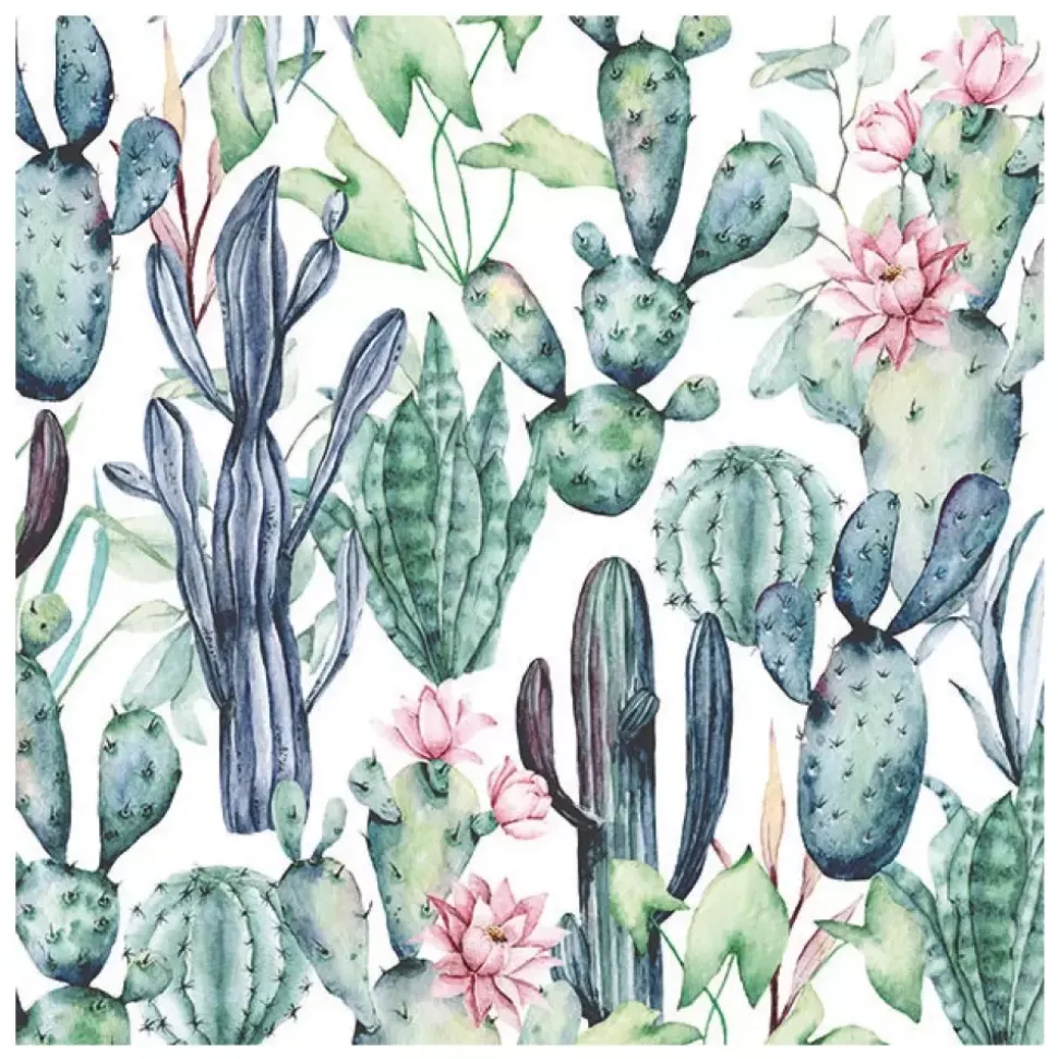 Serviett Watercolour Cacti