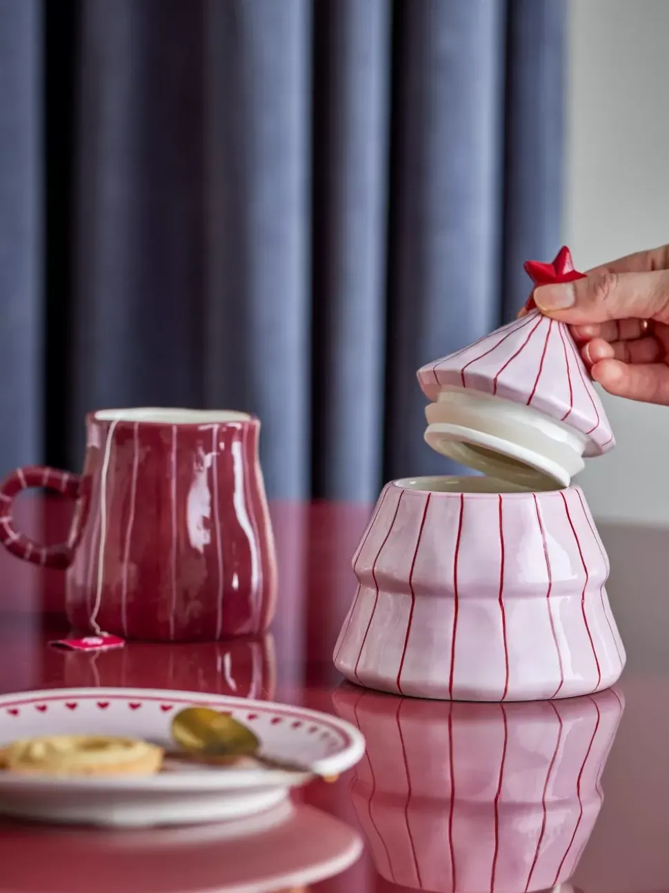 Shirly Krukke Med Lokk Rosa Keramikk