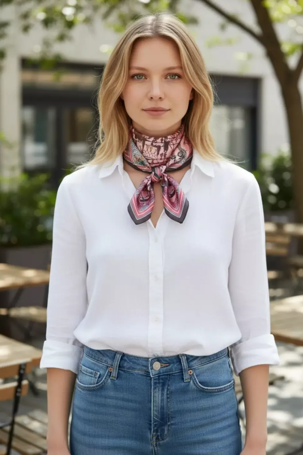 Silkeskjerf Rosa Mønster