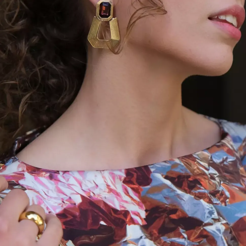Statement-Øredobber, Burgundy, Grace G