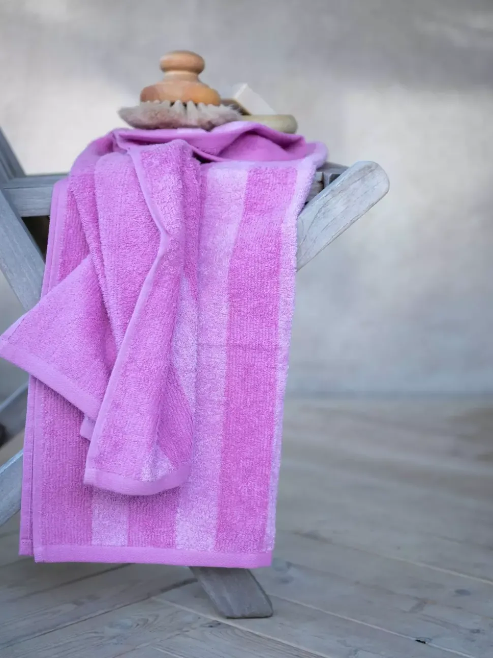 Stripe Håndkle 90x150 Cerise