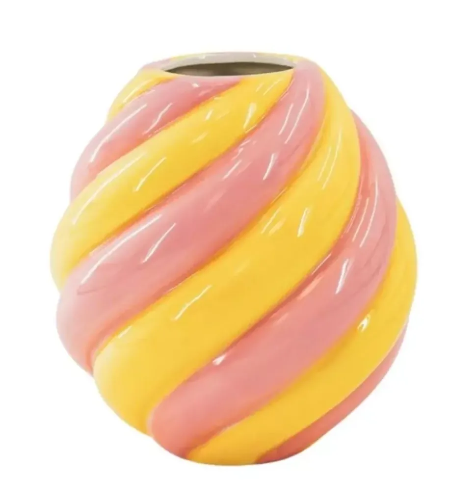 Swirl Vase Gul/Rosa H20