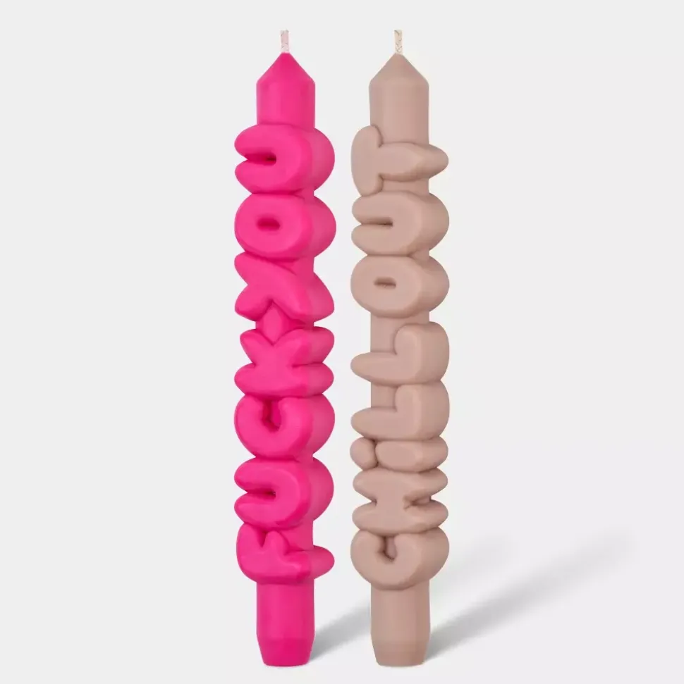 Taper Candle BOLD Prink/Krem
