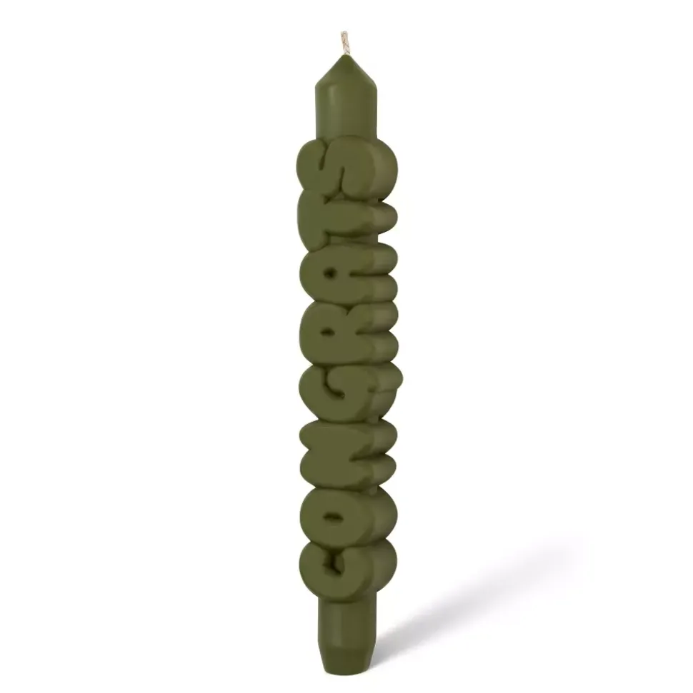 Taper Candle CONGRATS Olivengrønn