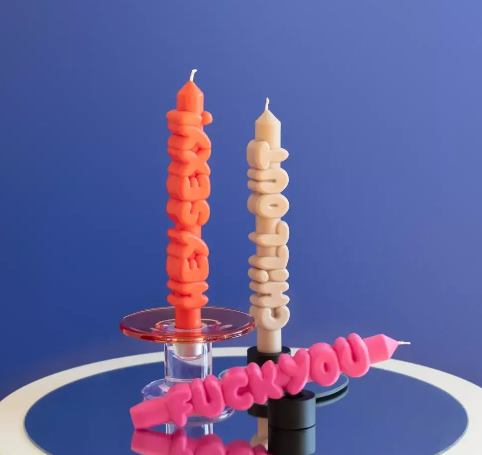 Taper Candle F*CK YOU Rosa