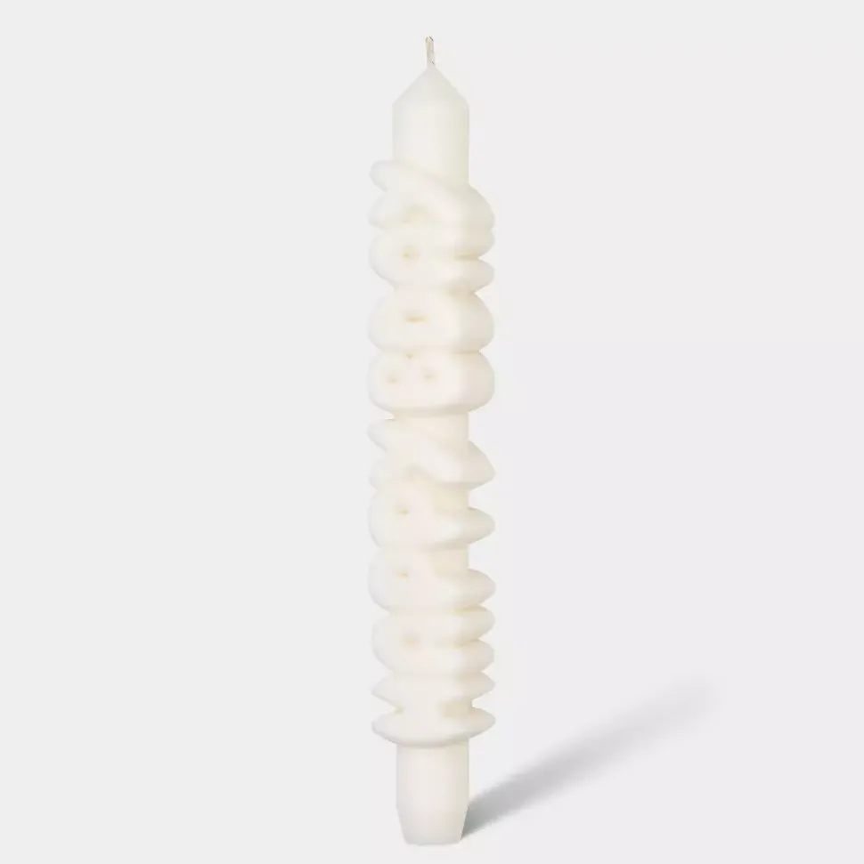 Taper Candle HAPPY BDAY Hvit