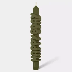 Taper Candle HAPPY BDAY Olivengrønn