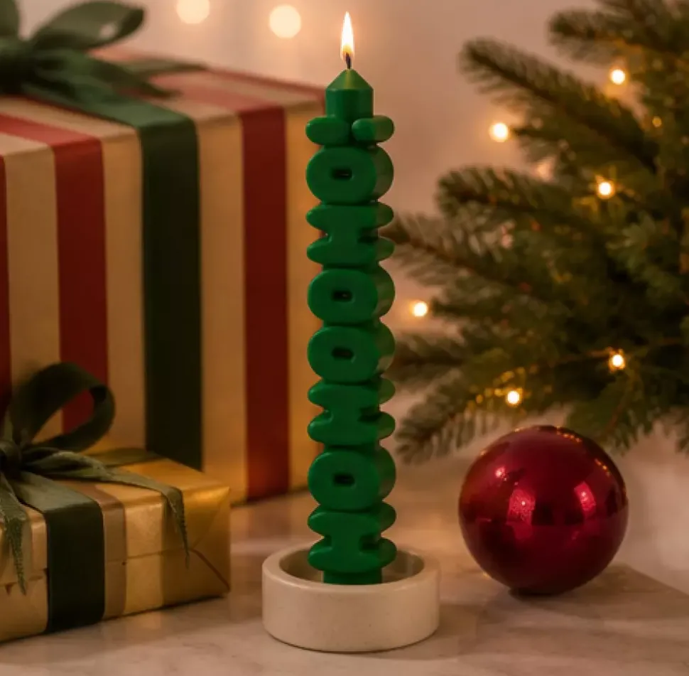 Taper candle HO HO HO! Grønt