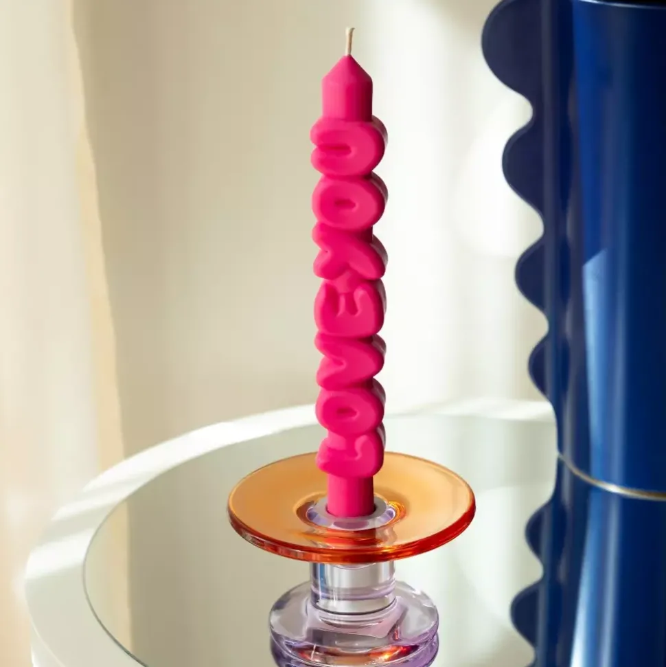 Taper Candle LOVE YOU Rosa