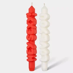 Taper Candle LOVING Hvit/Oransj
