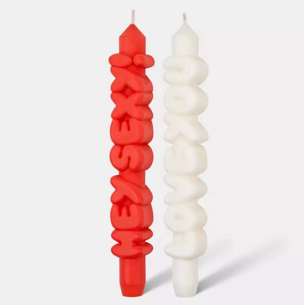 Taper Candle LOVING Hvit/Oransj