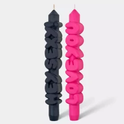 Taper Candle LOVING Svart/Rosa
