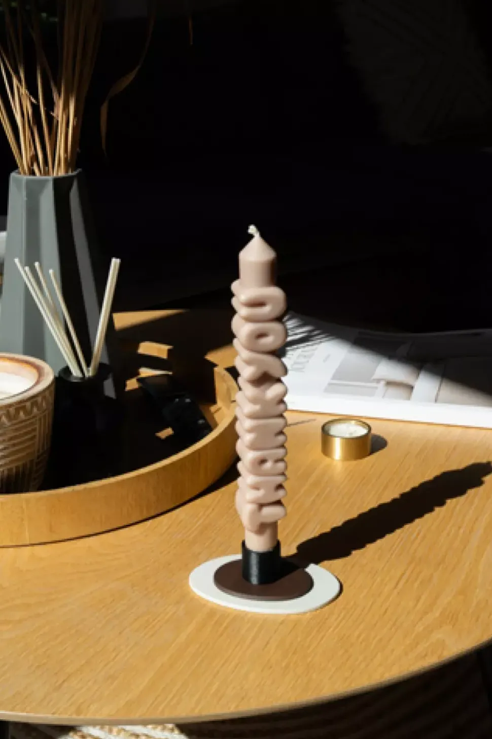Taper Candle THANK YOU Cream