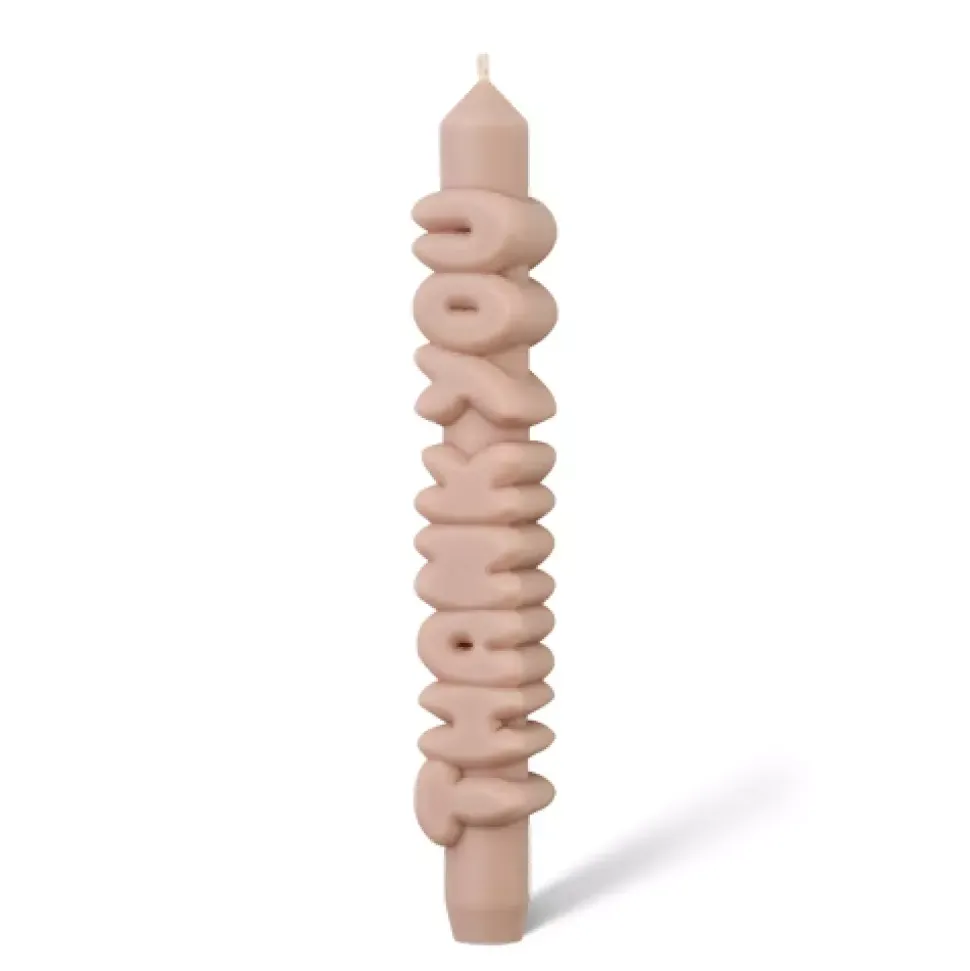 Taper Candle THANK YOU Cream