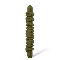 Taper Candle THANK YOU Olive