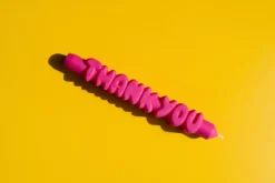 Taper Candle THANK YOU Pink