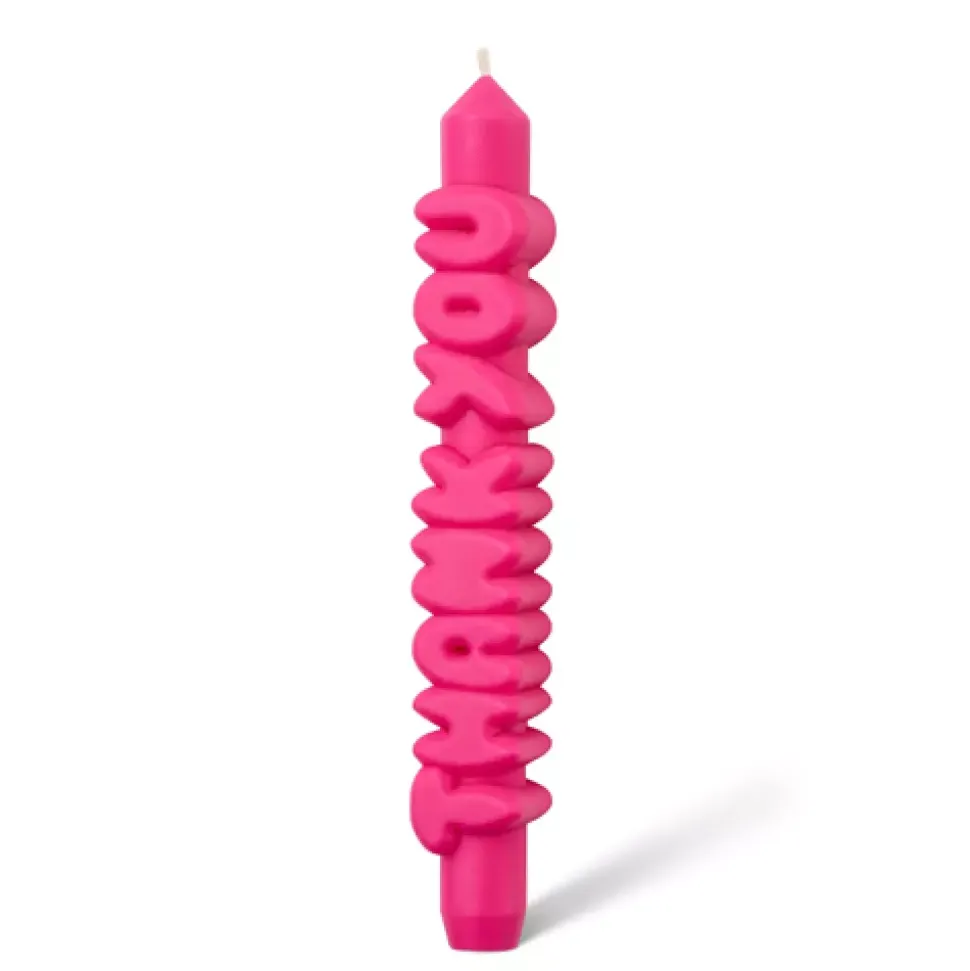 Taper Candle THANK YOU Pink