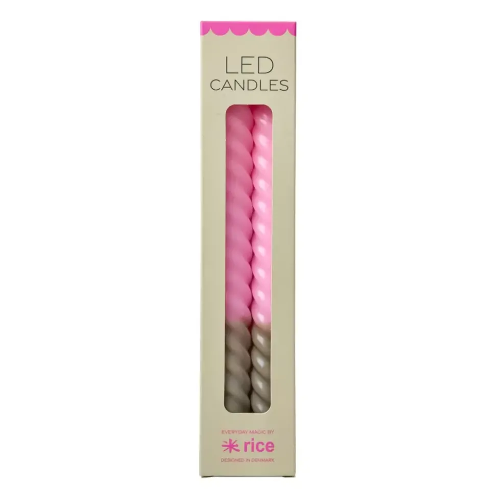 Twisted Led-Lys Rosa & Sand 2pk