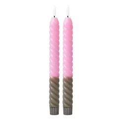 Twisted Led-Lys Rosa & Sand 2pk