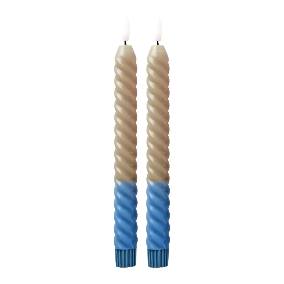 Twisted Led-Lys Sand & Blå 2pk