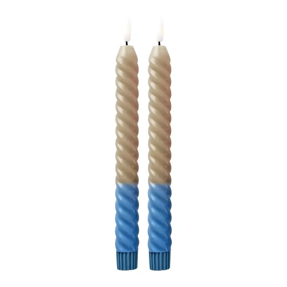 Twisted Led-Lys Sand & Blå 2pk