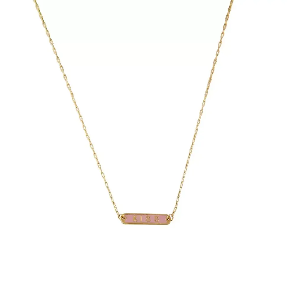 Word Candy Tag Necklace Kiss