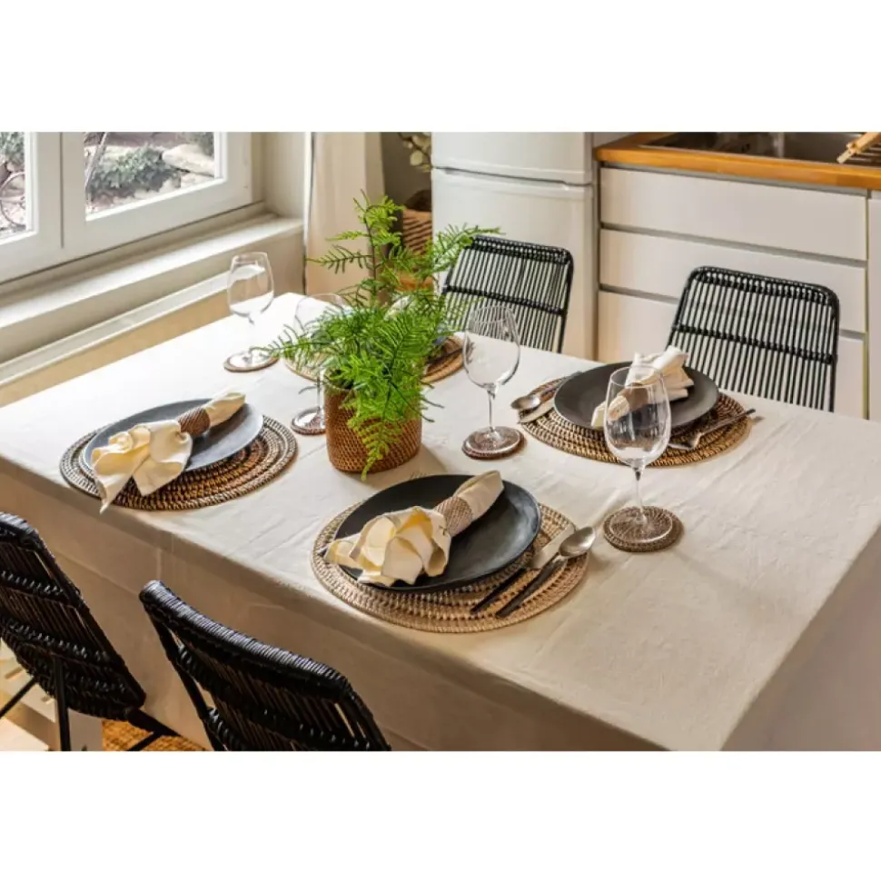 Ziczac - Rattan - Glassbrikke s/6 m/holder Beige