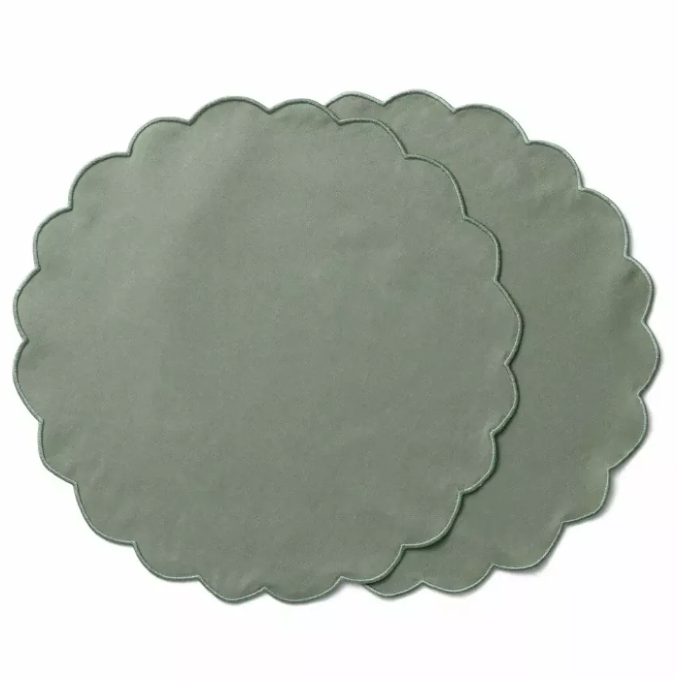 Ziczac - Scallopped - Dekkebrikke tekstil 2-pk Grønn